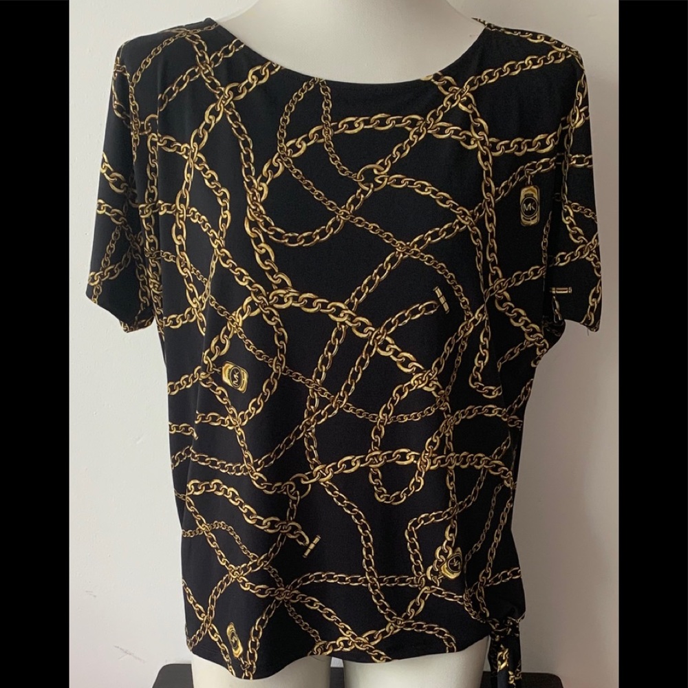 Michael Michael Kors Black/Gold Chains Top